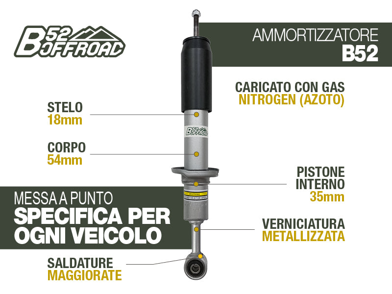 AMMORTIZZATORE +4 CM B52 OFFROAD PER TOYOTA KDJ 150/155 ANTERIORE