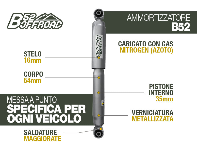 AMMORTIZZATORE B52 OFFROAD PER ISUZU D-MAX DAL 2003 al 2012 POSTERIORE