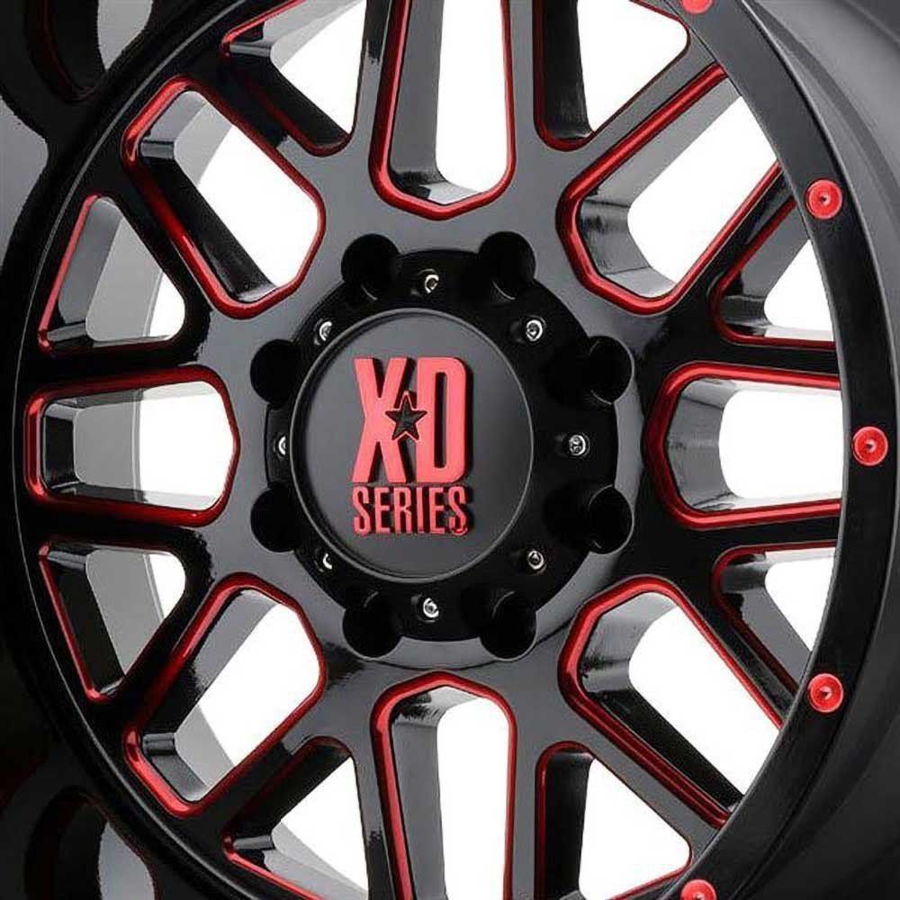 Alloy wheel XD820 Grenade Satin Black Milled/Red Clear Coat XD Series - Autoricambi4x4
