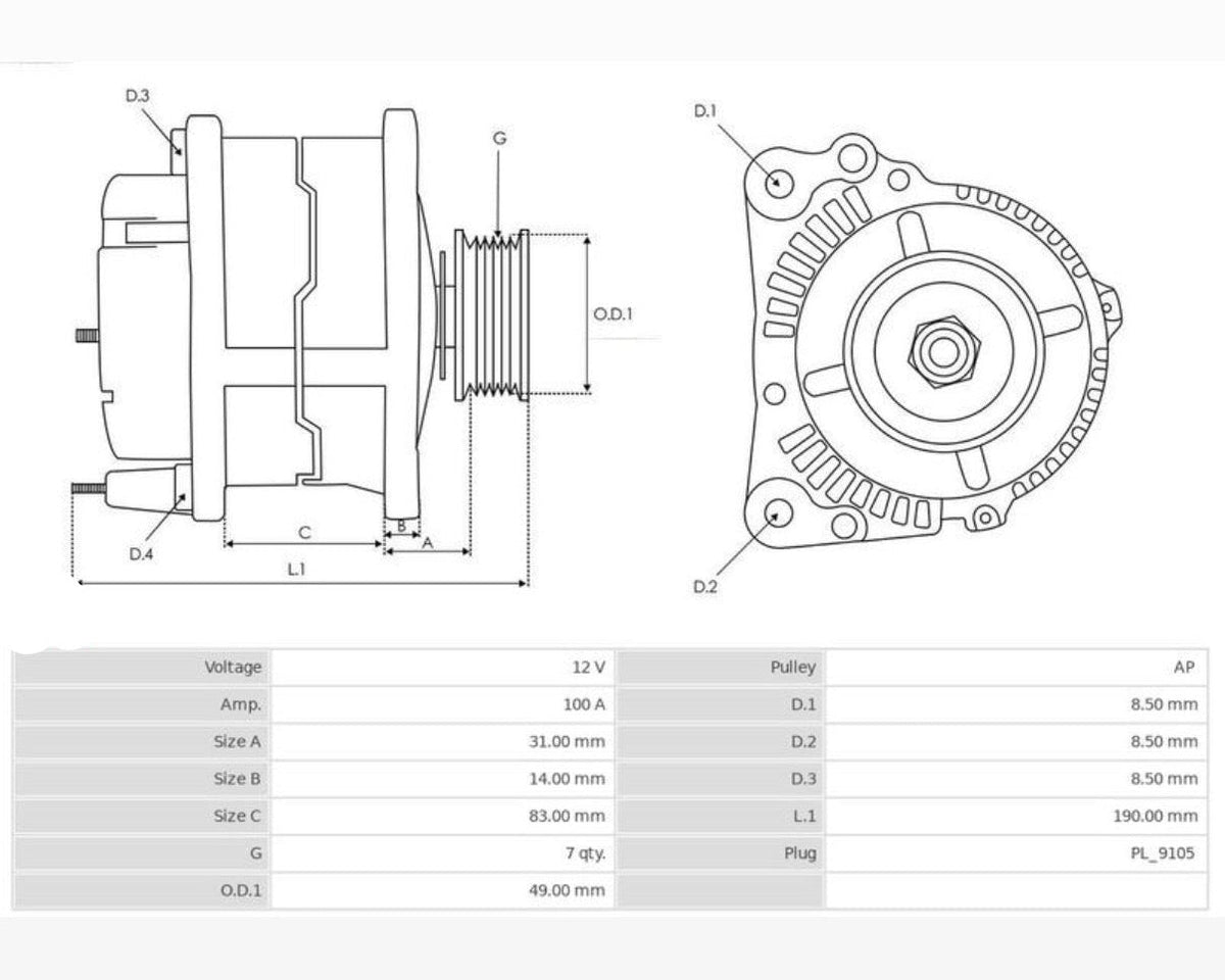 ALTERNATORE 100A LAND ROVER DISCOVERY I / RANGE ROVER I / II - Autoricambi4x4