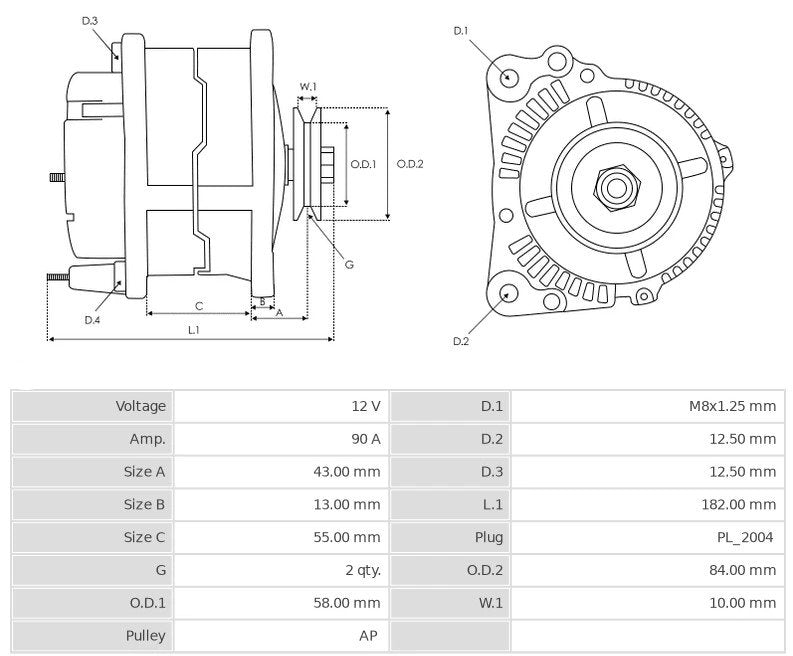 Alternatore Mitsubishi Pajero 2.8 - Autoricambi4x4 - vista 4