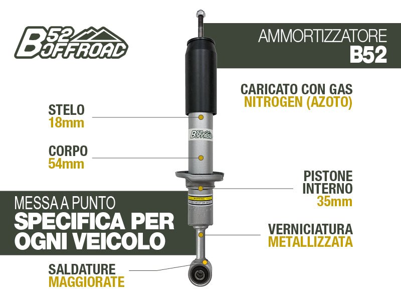 AMMORTIZZATORE +4 CM B52 OFFROAD PER TOYOTA KDJ 150/155 ANTERIORE - Autoricambi4x4