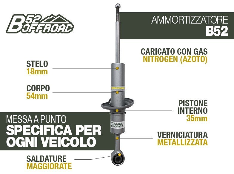 AMMORTIZZATORE B52 OFFROAD PER FORD RANGER DAL 2018 AL 2022 ANTERIORE - Autoricambi4x4
