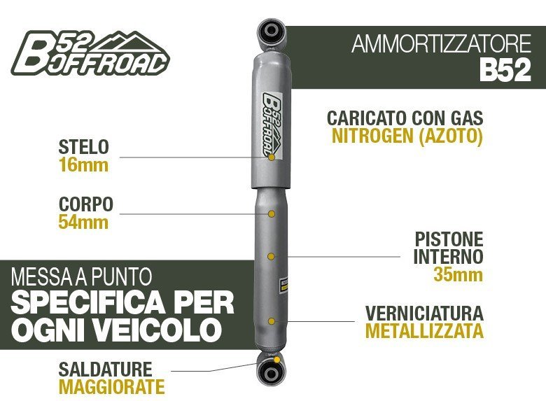 AMMORTIZZATORE B52 OFFROAD PER NISSAN PICK UP D40 POSTERIORE - Autoricambi4x4