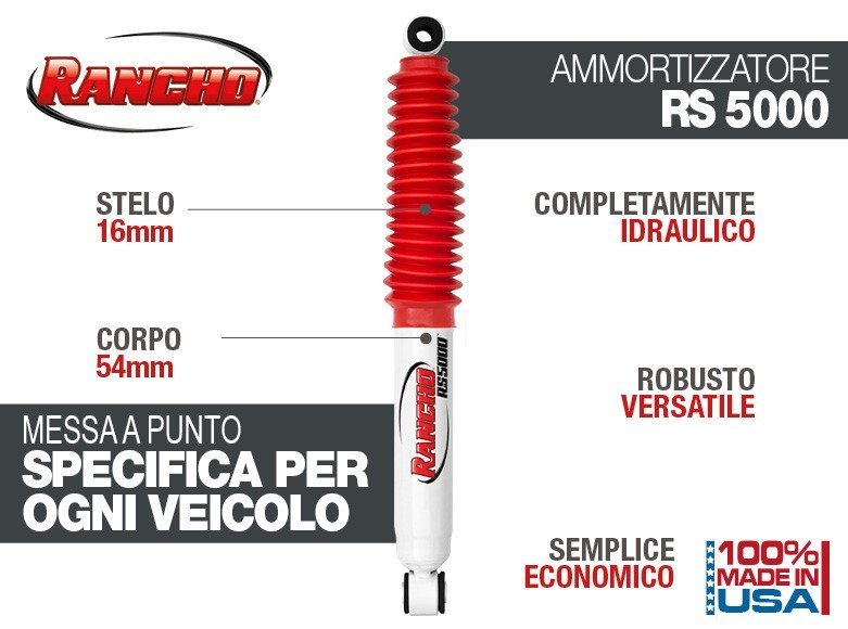 AMMORTIZZATORE RANCHO 5000 PER SUZUKI SJ SAMURAI POSTERIORE - Autoricambi4x4