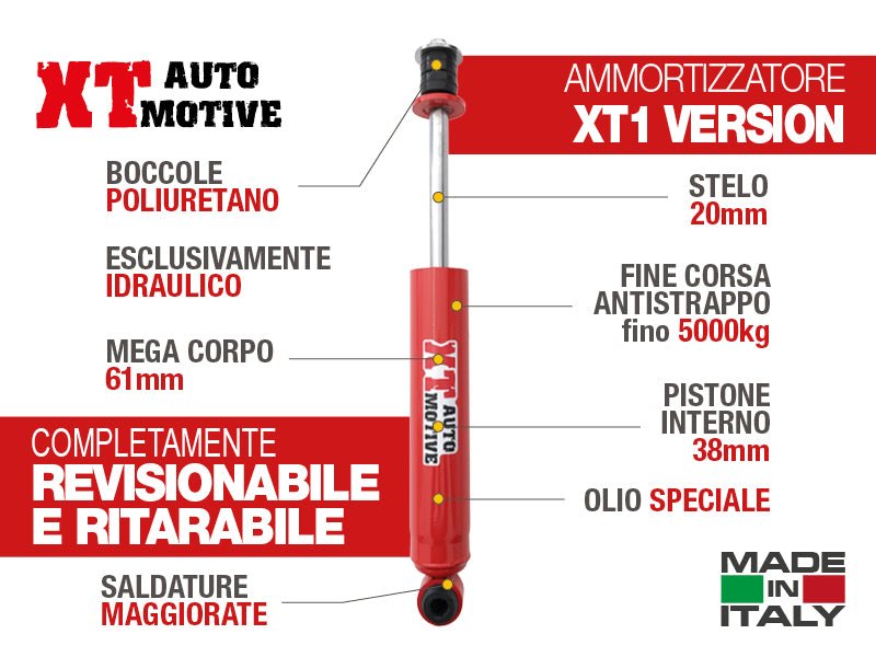 AMMORTIZZATORE XT AUTOMOTIVE +4 CM PER HYUNDAI TERRACAN POSTERIORE - Autoricambi4x4