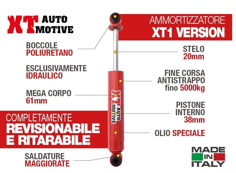 AMMORTIZZATORE XT AUTOMOTIVE PER MITSUBISHI PAJERO L040 A BALESTRE POSTERIORE - Autoricambi4x4