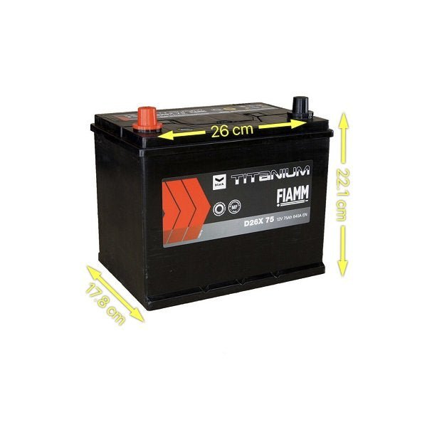 BATTERIA AUTO FIAMM 75Ah 640A 12V – BLACK TITANIUM D26X 75 (SX) - Autoricambi4x4