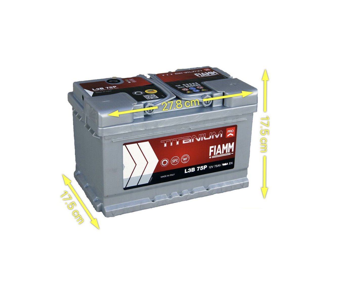 BATTERIA AUTO FIAMM L3B75P 75Ah 730A 12V - Autoricambi4x4