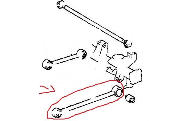 BRACCIO OSCILLANTE/ BARRA POSTERIORE INFERIORE LONGITUDINALE TOYOTA LAND CRUISER KZJ90/ 4 RUNNER - Autoricambi4x4