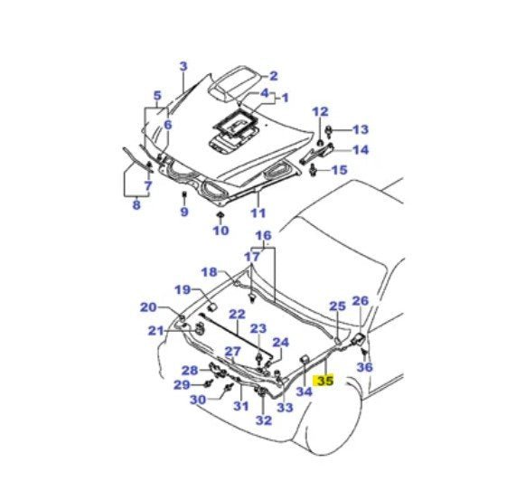 CAVO APERTURA COFANO ANTERIORE MITSUBISHI PAJERO/ PAJERO SPORT/ L200 (ORIGINALE) - Autoricambi4x4