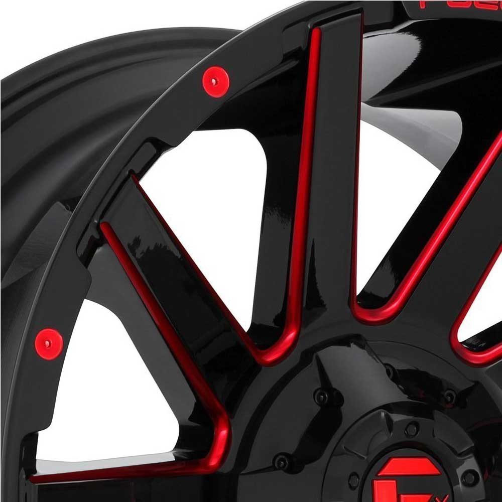 Cerchio in lega D643 Contra Gloss Black/Red Tinted Clear Accents Fuel - Autoricambi4x4