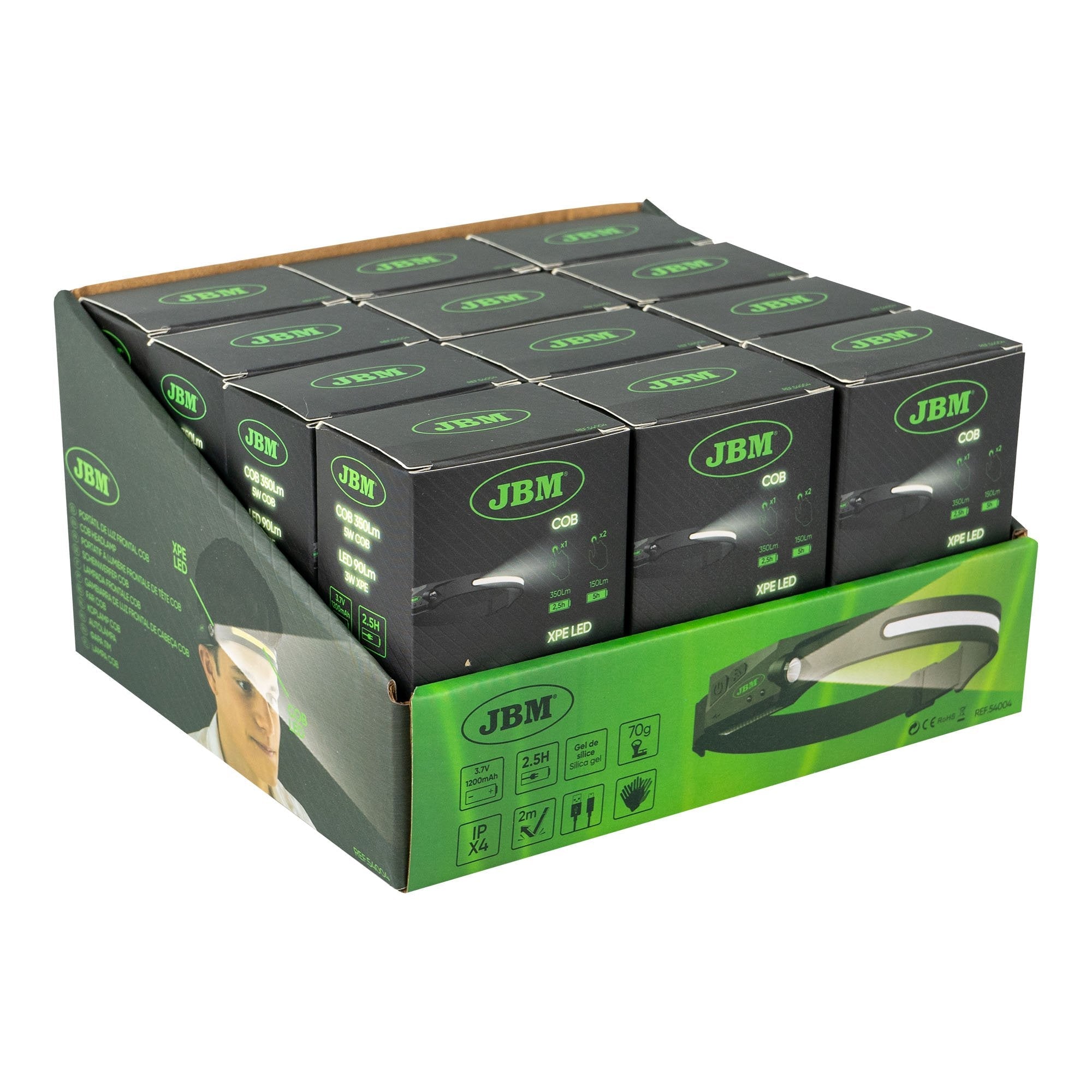 Lampada Frontale Cob/lampada da Testa regolabile LED - 350LM (con sensore di movimento) - Autoricambi4x4 - vista 3