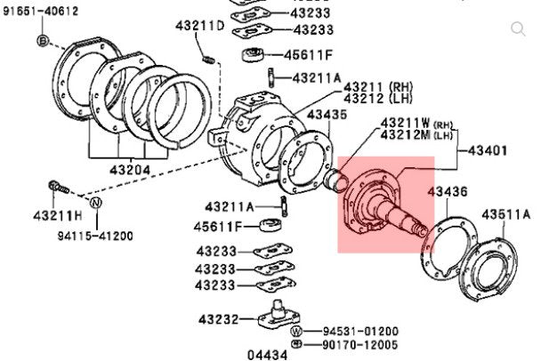 FUSO a Snodo/ mozzo Ruota Anteriore Toyota Hilux/ Land Cruiser BJ40/ BJ70/ LJ70 I - Autoricambi4x4 - vista 6