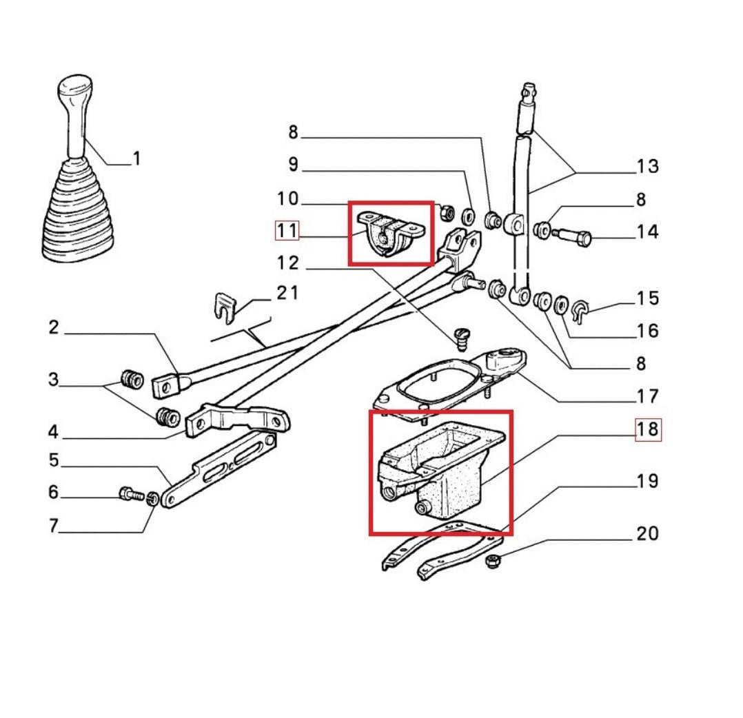 KIT BOCCOLA BARRA/ASTA E CUFFIA INTERNA LEVA CAMBIO FIAT PANDA (141_) - Autoricambi4x4