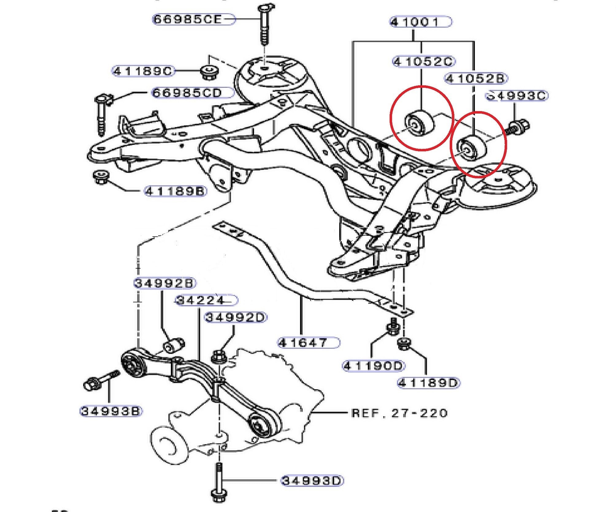 KIT SILENTBLOCK/ SUPPORTI DIFFERENZIALE POSTERIORI DESTRO E SINISTRO MITSUBISHI PAJERO 3.2 - Autoricambi4x4