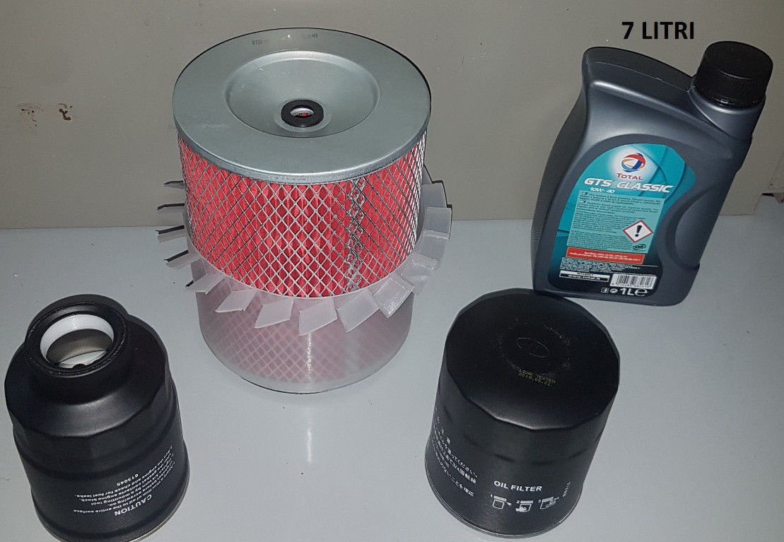 KIT TAGLIANDO 3 FILTRI+ LITRI 7 TOTAL 10W40 MITSUBISHI L200 2.5 TD 4WD DAL 1992 AL 2003 (COD. MOTORE 4D56T) - Autoricambi4x4