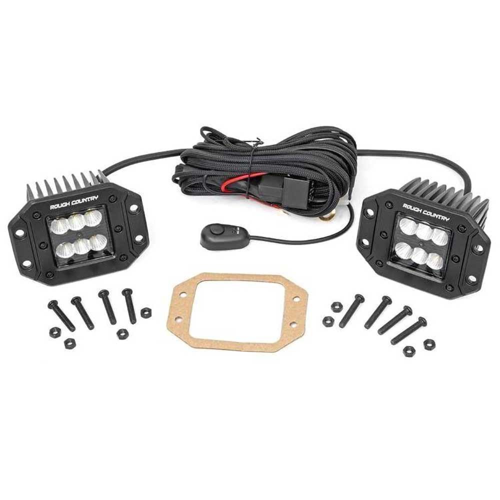 Luci LED 2" quadrate a filo flood Rough Country Black Series - Autoricambi4x4