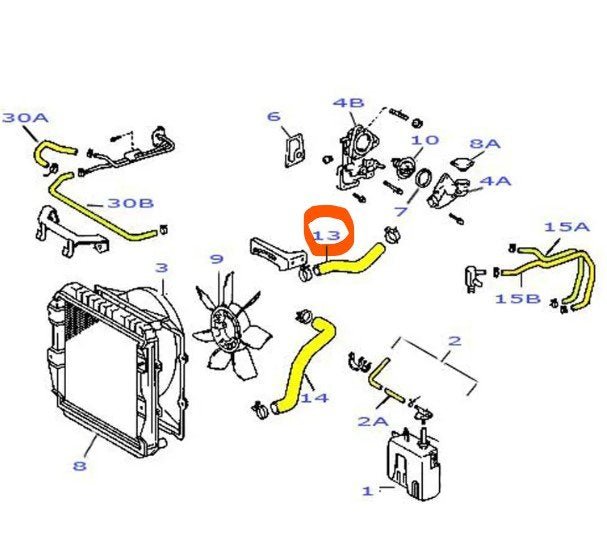 MANICOTTO SUPERIORE RADIATORE TOYOTA LAND CRUISER LJ70 II FARO QUADRO (ORIGINALE) - Autoricambi4x4