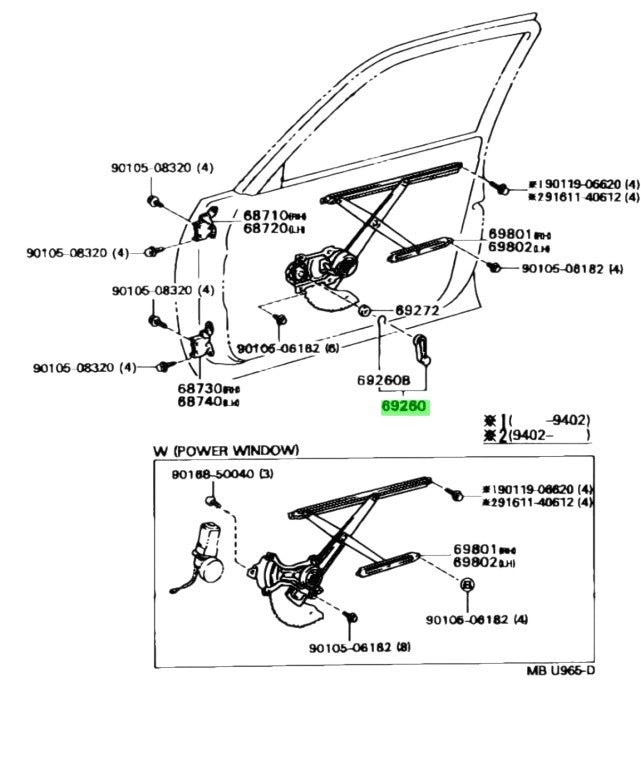 Maniglia Alzavetro Anteriore Toyota Land Cruiser BJ40/BJ42 (Originale) - Autoricambi4x4 - vista 3