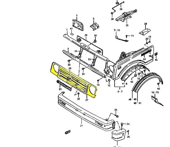 MASCHERINA COMPLETA DI GRIGLIA ED EMBLEMA SUZUKI SJ410/ SJ413/ SAMURAI/ SANTANA - Autoricambi4x4