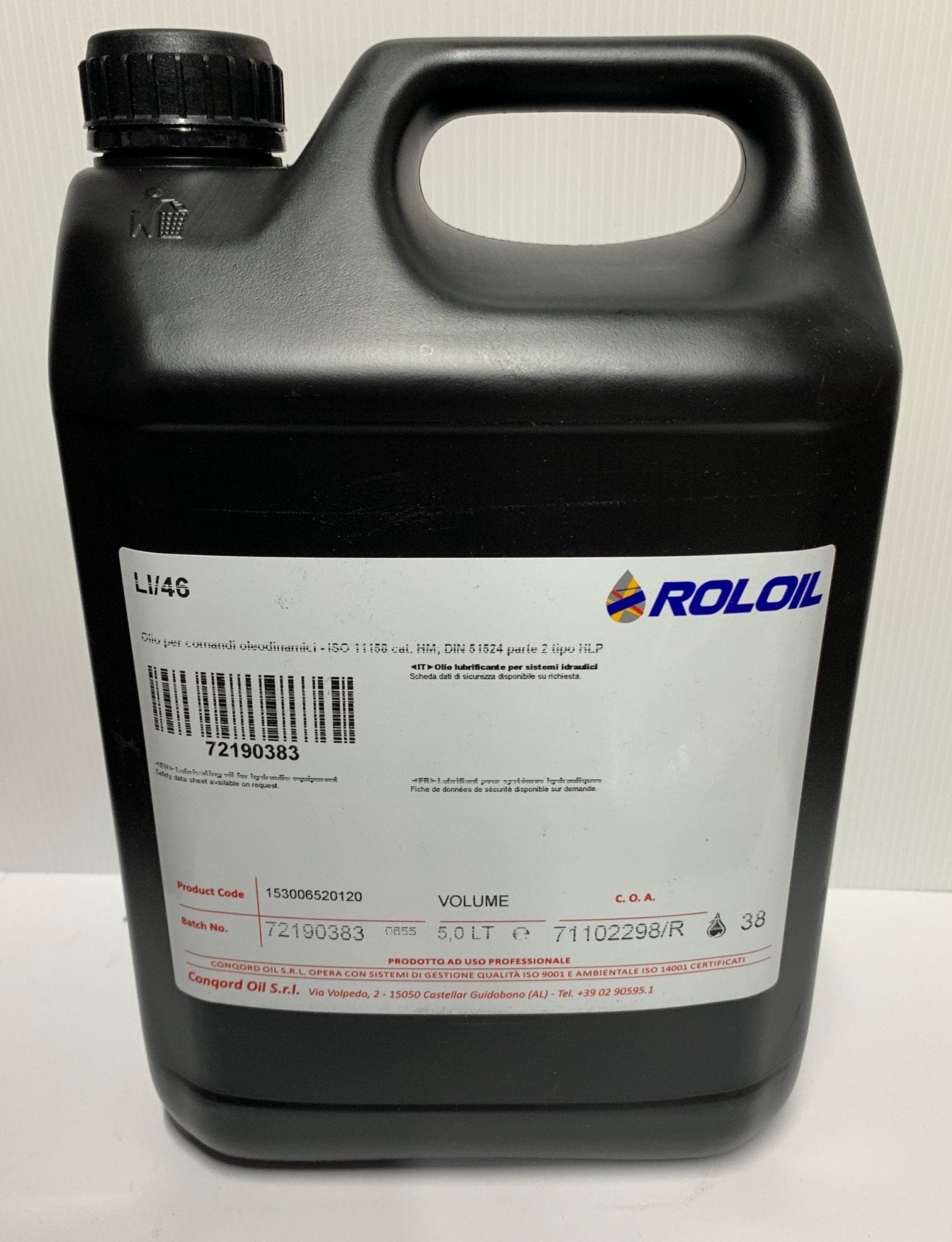 OLIO IDRAULICO/ OLIO PER COMANDI OLEODINAMICI ROLOIL LI/46 lt.5 - Autoricambi4x4