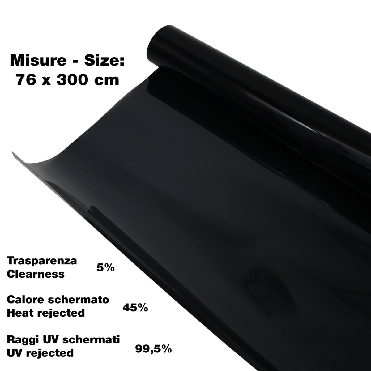 PELLICOLA VETRI BLACK 76X300 CM - Autoricambi4x4