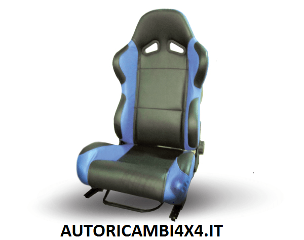SEDILE SPORTIVO IN ECOPELLE NERO - BLU (Regolabile e Reclinabile) - Autoricambi4x4