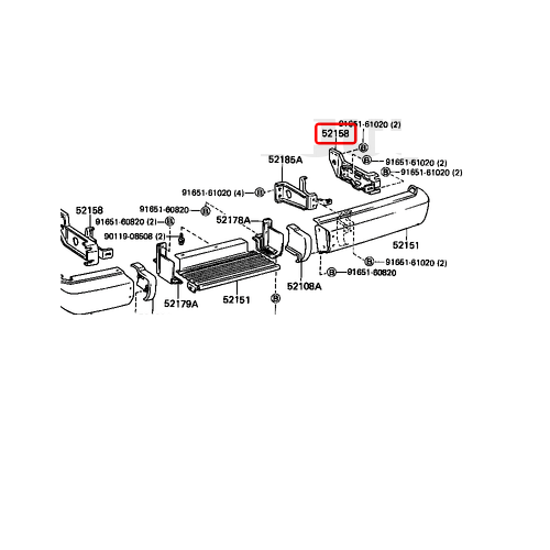 Staffa paraurti Posteriore Toyota Land Cruiser LJ70/ BJ70/ RJ70/ FJ70 (Originale) - Autoricambi4x4 - vista 4