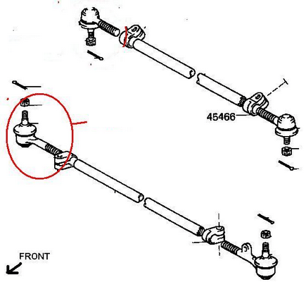 TESTINA STERZO BARRA ANTERIORE DESTRA 555 TOYOTA LAND CRUISER LJ70 FARO TONDO - Autoricambi4x4