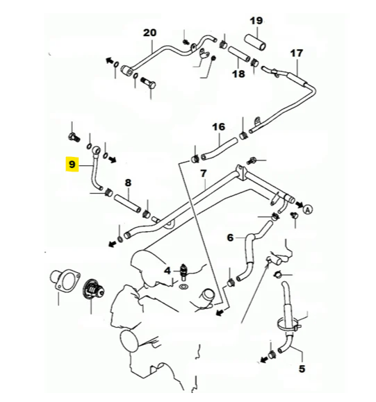 TUBO Alimentazione Acqua Mitsubishi Pajero/ L200 (Originale) - Autoricambi4x4 - vista 3