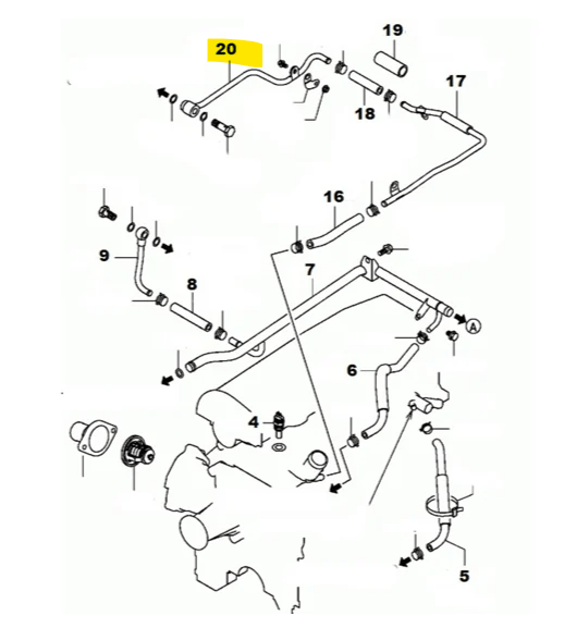 TUBO Ritorno Acqua Mitsubishi Pajero/ L200 (Originale) - Autoricambi4x4 - vista 3