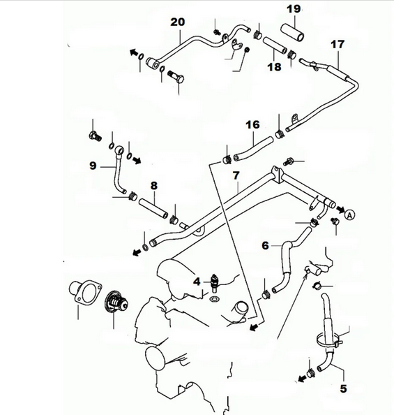 TUBO RITORNO ACQUA T/C MITSUBISHI L200 / PAJERO (ORIGINALE) - Autoricambi4x4