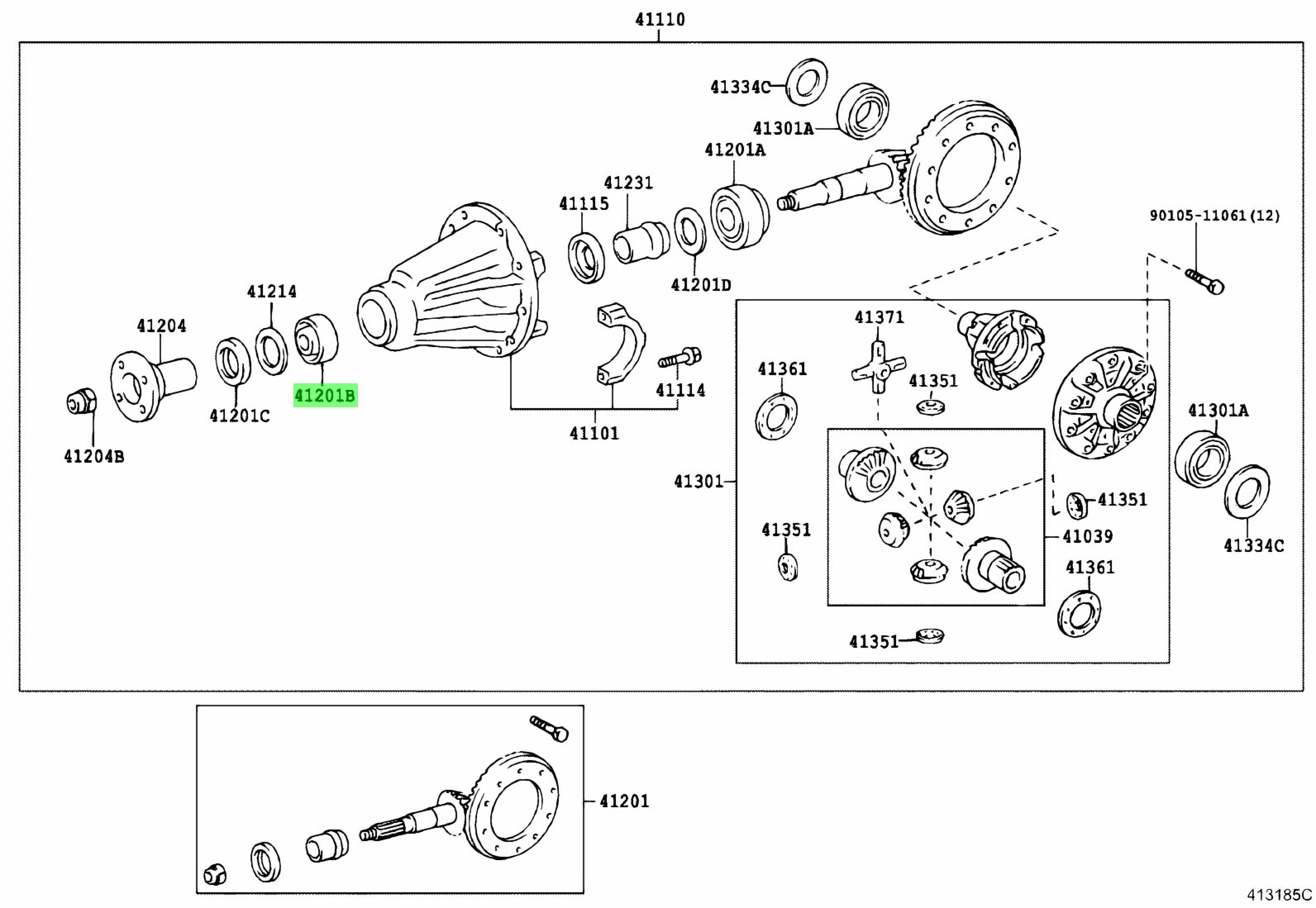 CUSCINETTO INTERNO PIGNONE DIFFERENZIALE ANTERIORE TOYOTA LJ70 - KZJ70 (ORIGINALE) EURO 75,00
