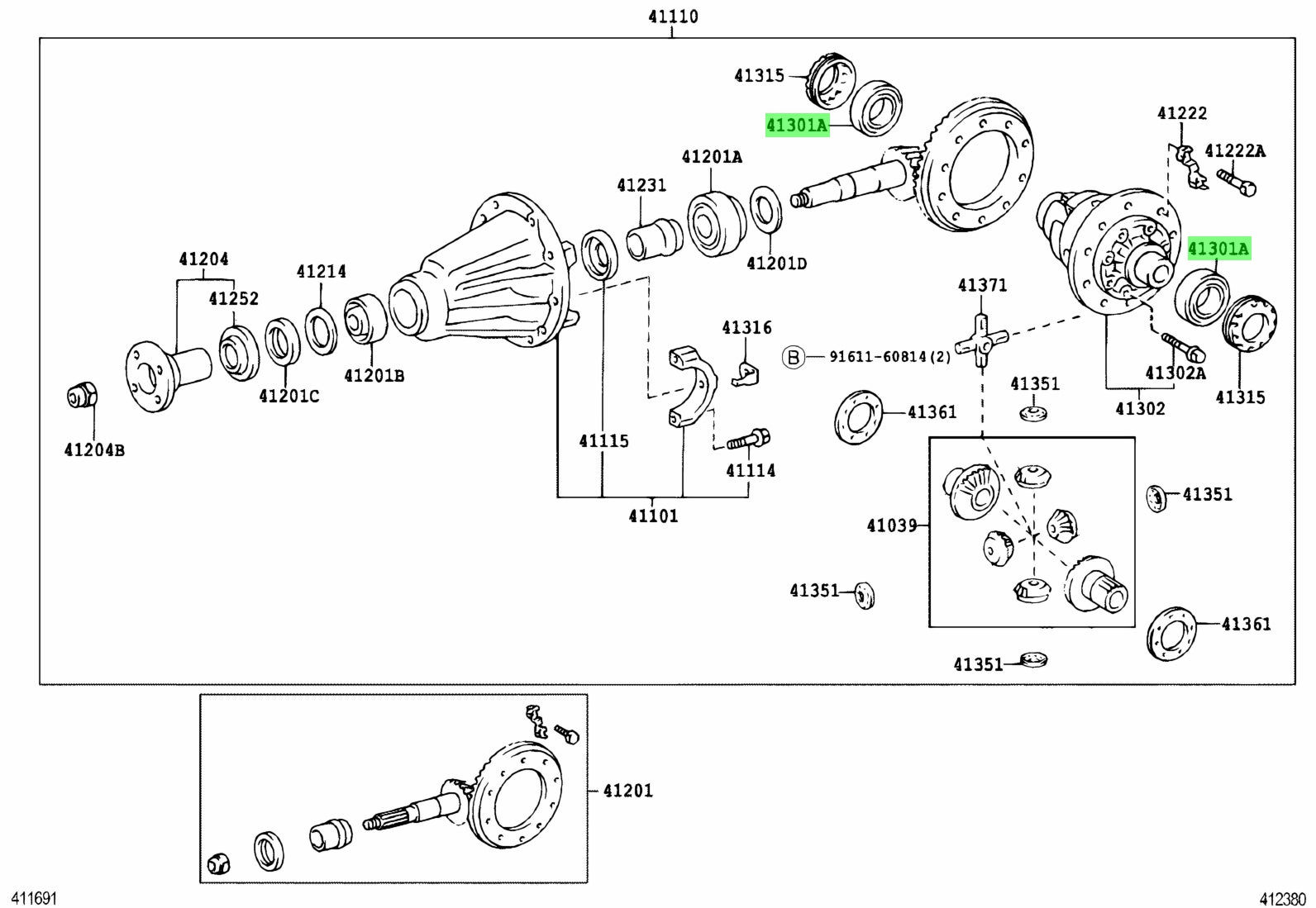 CUSCINETTO LATO DIFFERENZIALE POSTERIORE TOYOTA 4RUNNER/ HILUX/ HZJ/ GRJ/ KZJ95 (ORIGINALE)