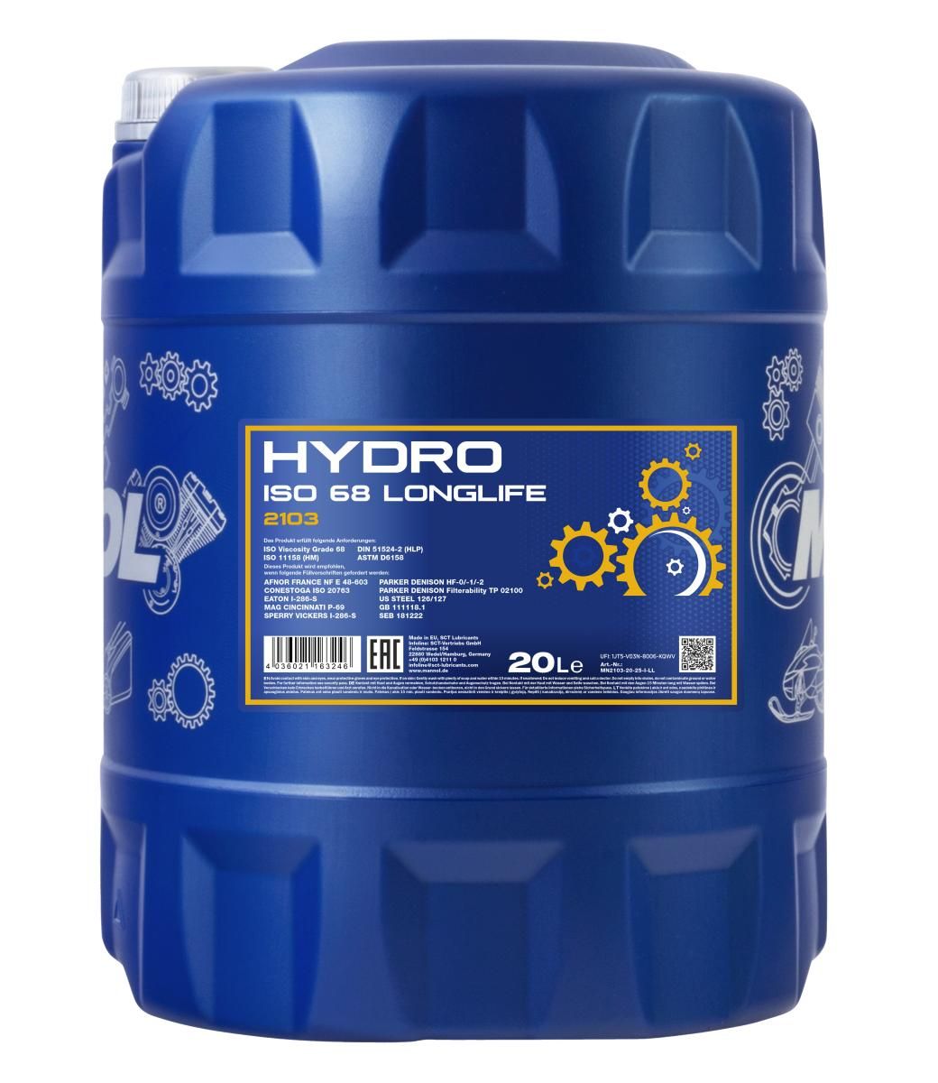 OLIO IDRAULICO MANNOL 2103 Hydro ISO 68 LONGLIFE (Litri 20)