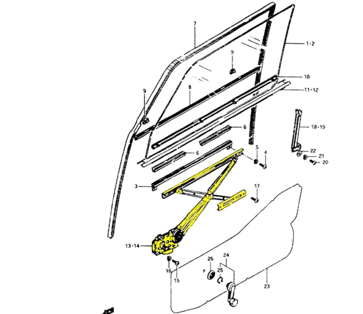 ALZACRISTALLO/ MECCANISMO ALZAVETRO SINISTRO SUZUKI SJ410/ SJ413/ SAMURAI/ SANTANA - Autoricambi4x4