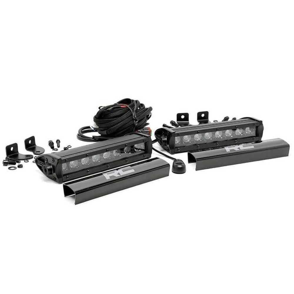 Barre luminose LED 8" singola fila spot Rough Country Black Series - Autoricambi4x4