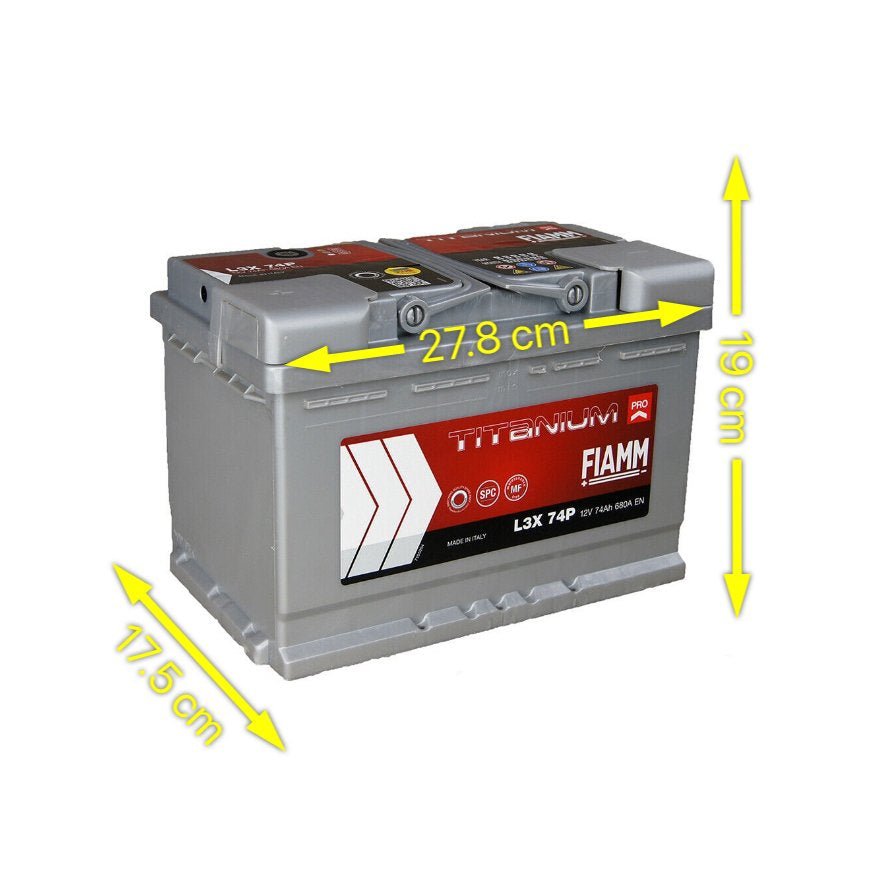 BATTERA AUTO FIAMM L3X74P 74AH 680A 12V (SX) - Autoricambi4x4