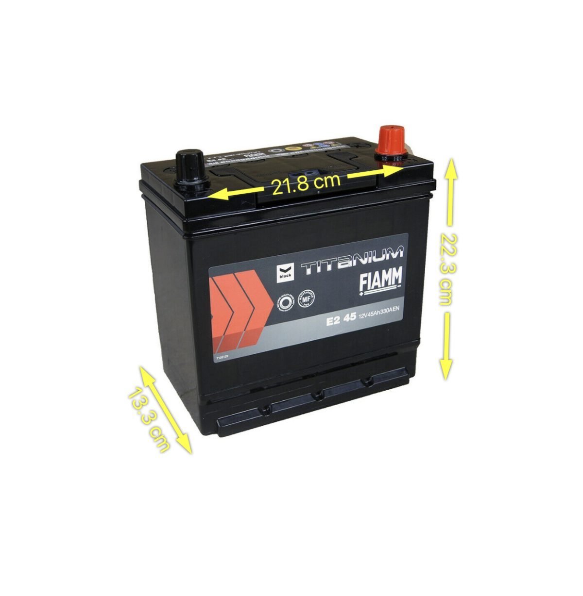 BATTERIA AUTO FIAMM 45Ah 330A 12V – BLACK TITANIUM E2 45 (DX) - Autoricambi4x4