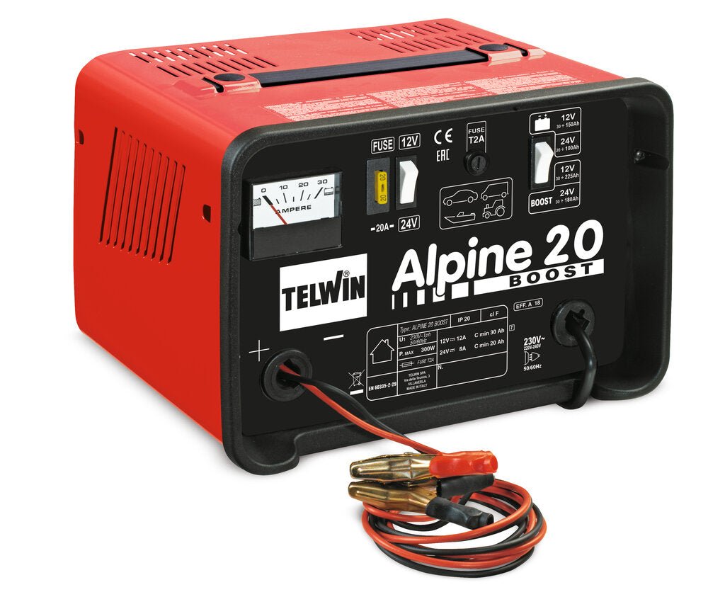 CARICABATTERIE E AVVIATORE ALPINE 20 BOOST 230V 50/60 HZ 12 - 24V - TELWIN - Autoricambi4x4