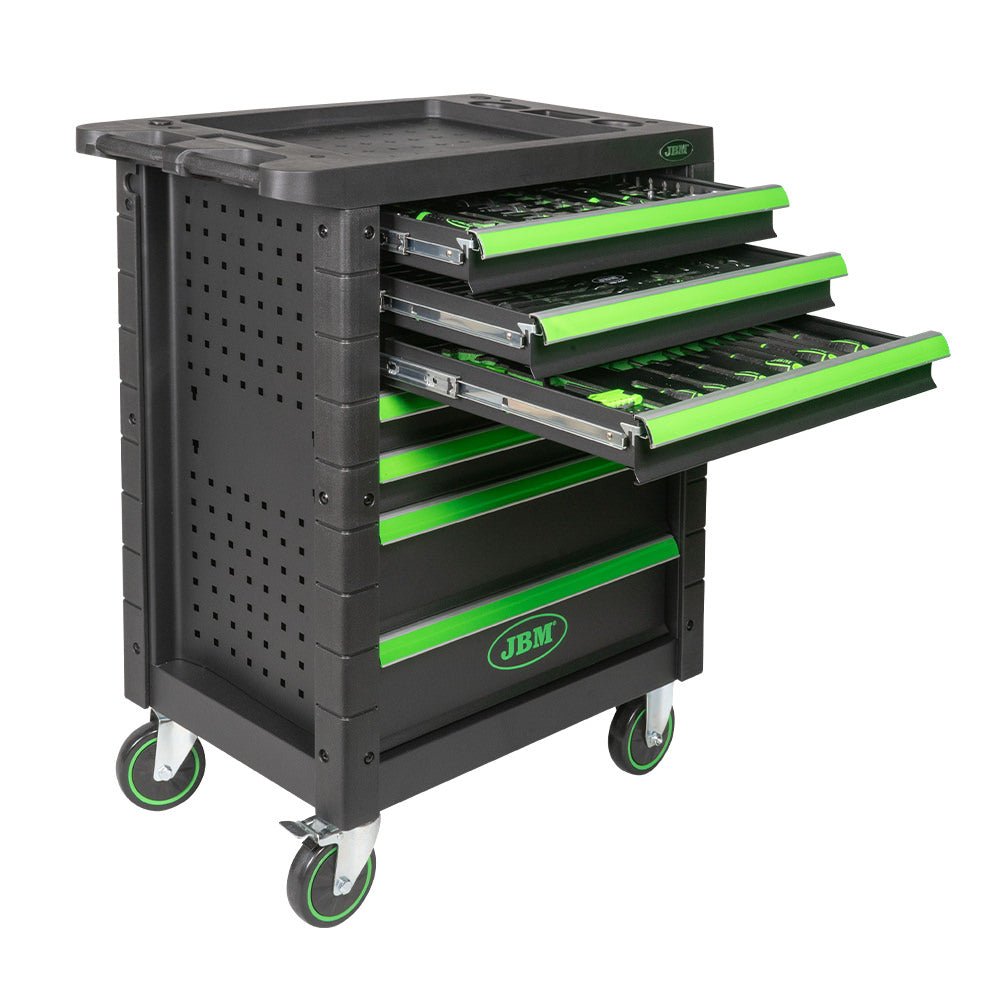 CARRELLO CON 7 CASSETTI VERDE - CON UTENSILI - Autoricambi4x4