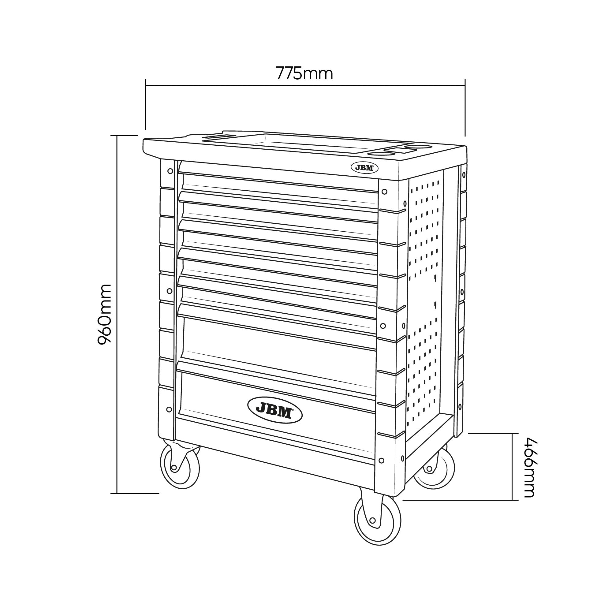 CARRELLO CON 7 CASSETTI VERDE - CON UTENSILI - Autoricambi4x4