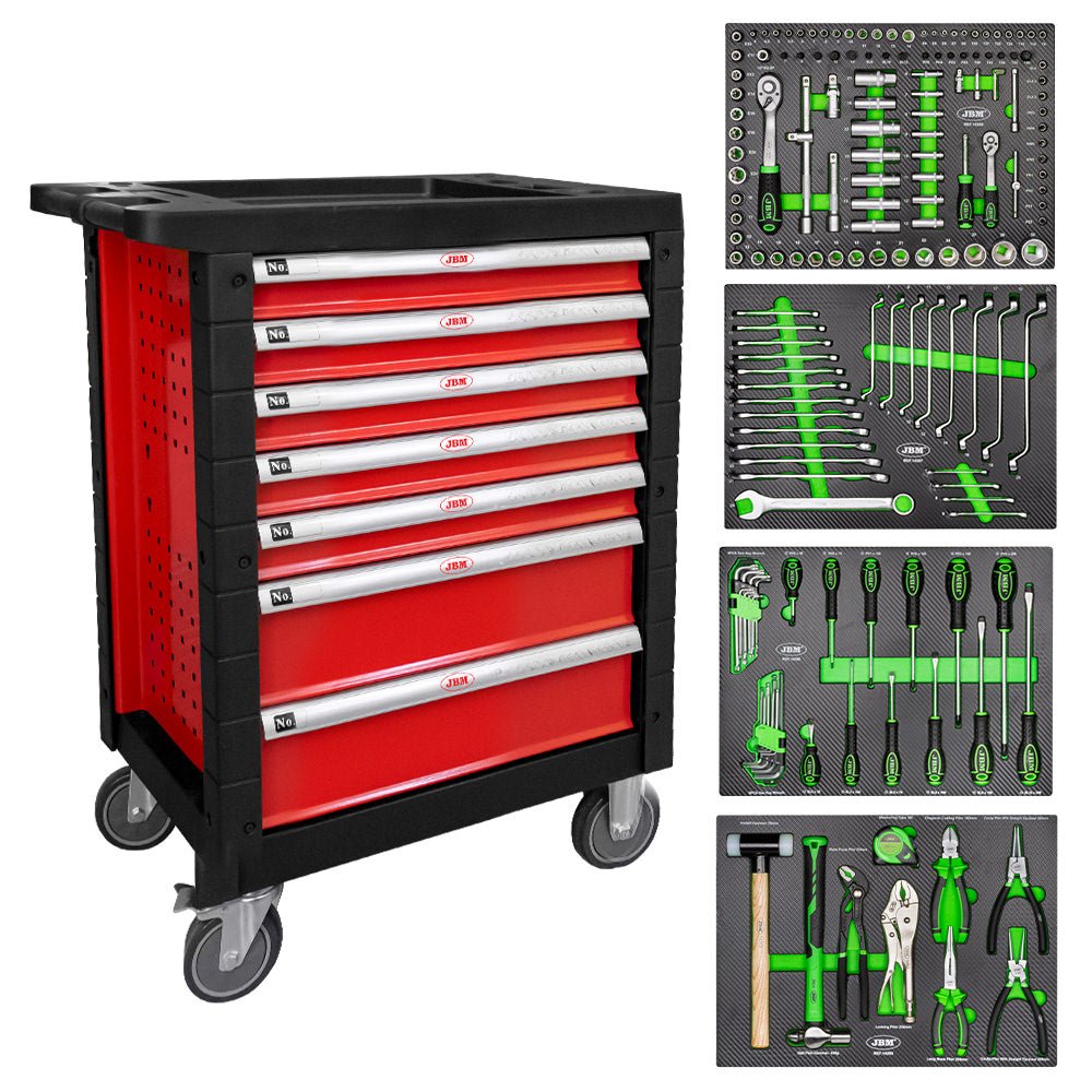 CARRELLO PORTA ATTREZZI A 7 CASSETTI ROSSO - ALLESTITO - Autoricambi4x4