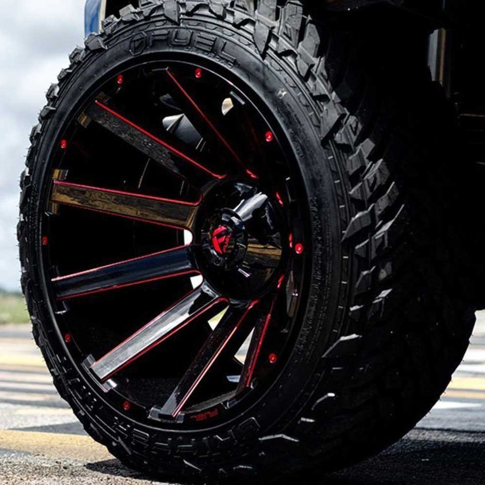 Cerchio in lega D643 Contra Gloss Black/Red Tinted Clear Accents Fuel - Autoricambi4x4