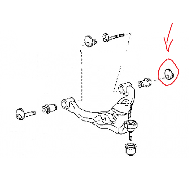 DADO ECCENTRICO PER REGOLAZIONE CAMPANATURA TOYOTA HILUX/ LAND CRUISER KDJ120 - GRJ120 (ORIGINALE) - Autoricambi4x4