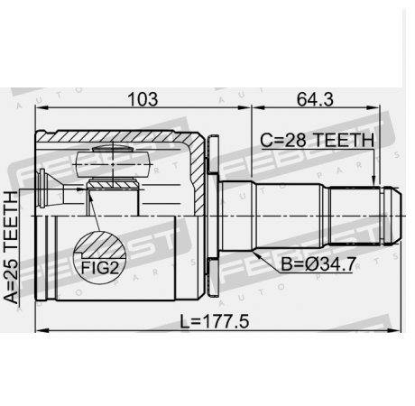 GIUNTO OMOCINETICO LATO CAMBIO ANTERIORE SINISTRO 25X34.5X28 MITSUBISHI PAJERO I - II - Autoricambi4x4