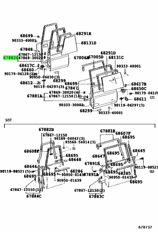 GUARNIZIONE PORTELLONE POSTERIORE SINISTRO TOYOTA LJ70 (ORIGINALE) - Autoricambi4x4