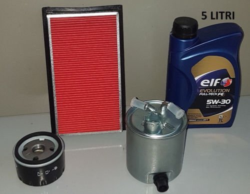 KIT TAGLIANDO 3 FILTRI + LITRI 5 ELF 5W30 NISSAN QASHQAI 1.5 DCI DAL 2007 AL 2013 ( COD. MOTORE K9K 292 / K9K 282 ) - Autoricambi4x4