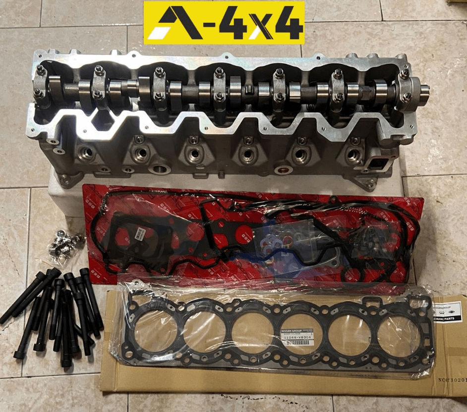 KIT TESTATA MOTORE COMPLETA CON PUNTERIE MECCANICHE/ SERIE GUARNIZIONI SMERIGLIO/ GUARNIZIONE TESTATA ORIGINALE/ BULLONI TESTATA NISSAN PATROL GR Y60 2.8 - Autoricambi4x4